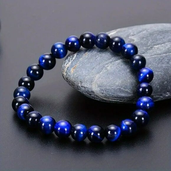 Lapis Lazuli Tiger Eye Stone Bracelet (SKU #0368) - Picture 2 of 4